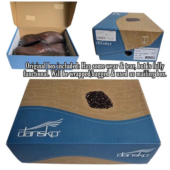 Brown Clogs Dansko Penny Size EU40 US 9.5-10 Burnish Nubuck Leather Floral Leaf - Picture 8 of 14